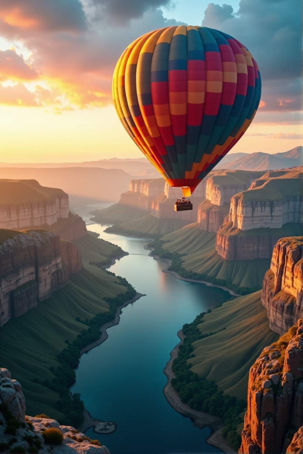 Hot air balloon soaring over stunning landscapes in an adventurous journey.