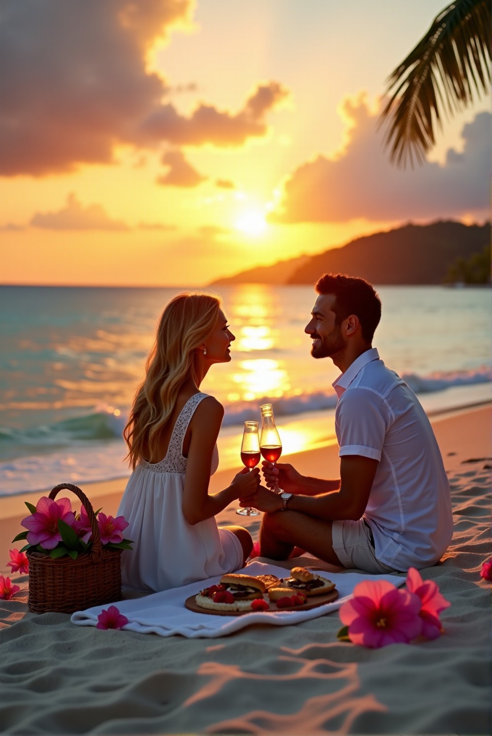 Couple enjoying a spontaneous trip to a beautiful dream destination.