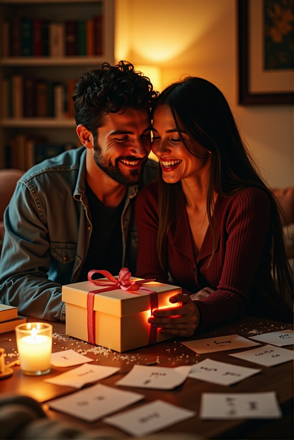 Couple joyfully embracing a spontaneous moment together.