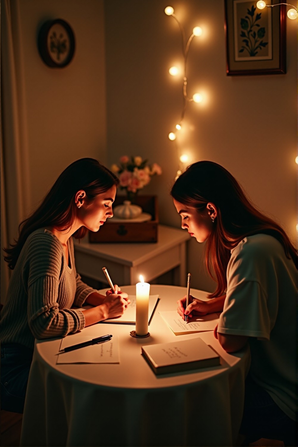 Couple writing heartfelt love letters to each other.
