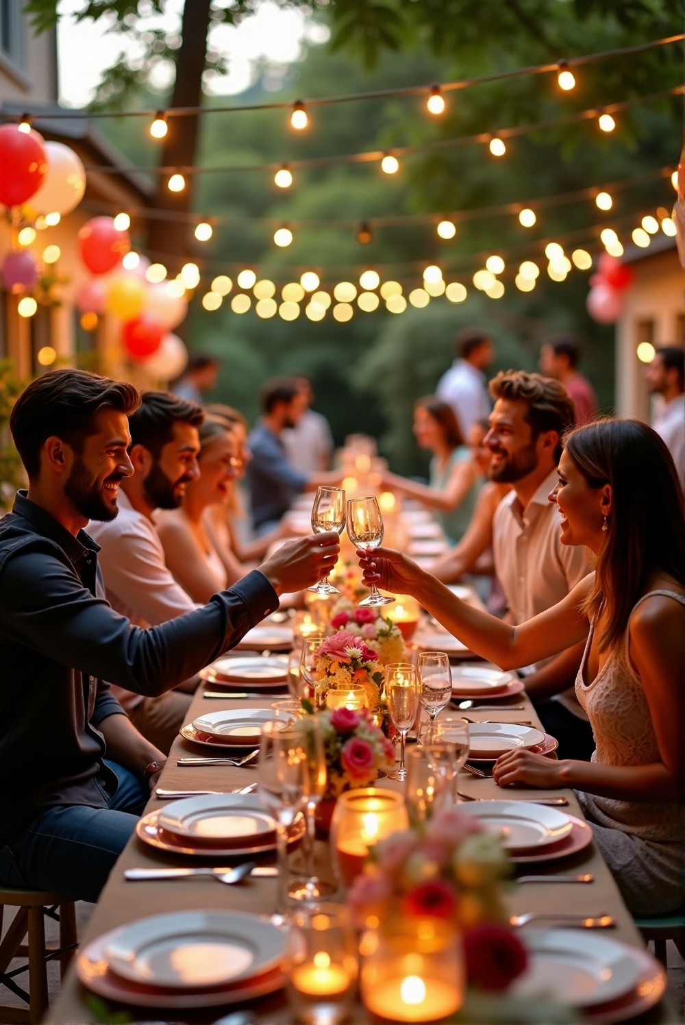 Decorated anniversary party with themed elements